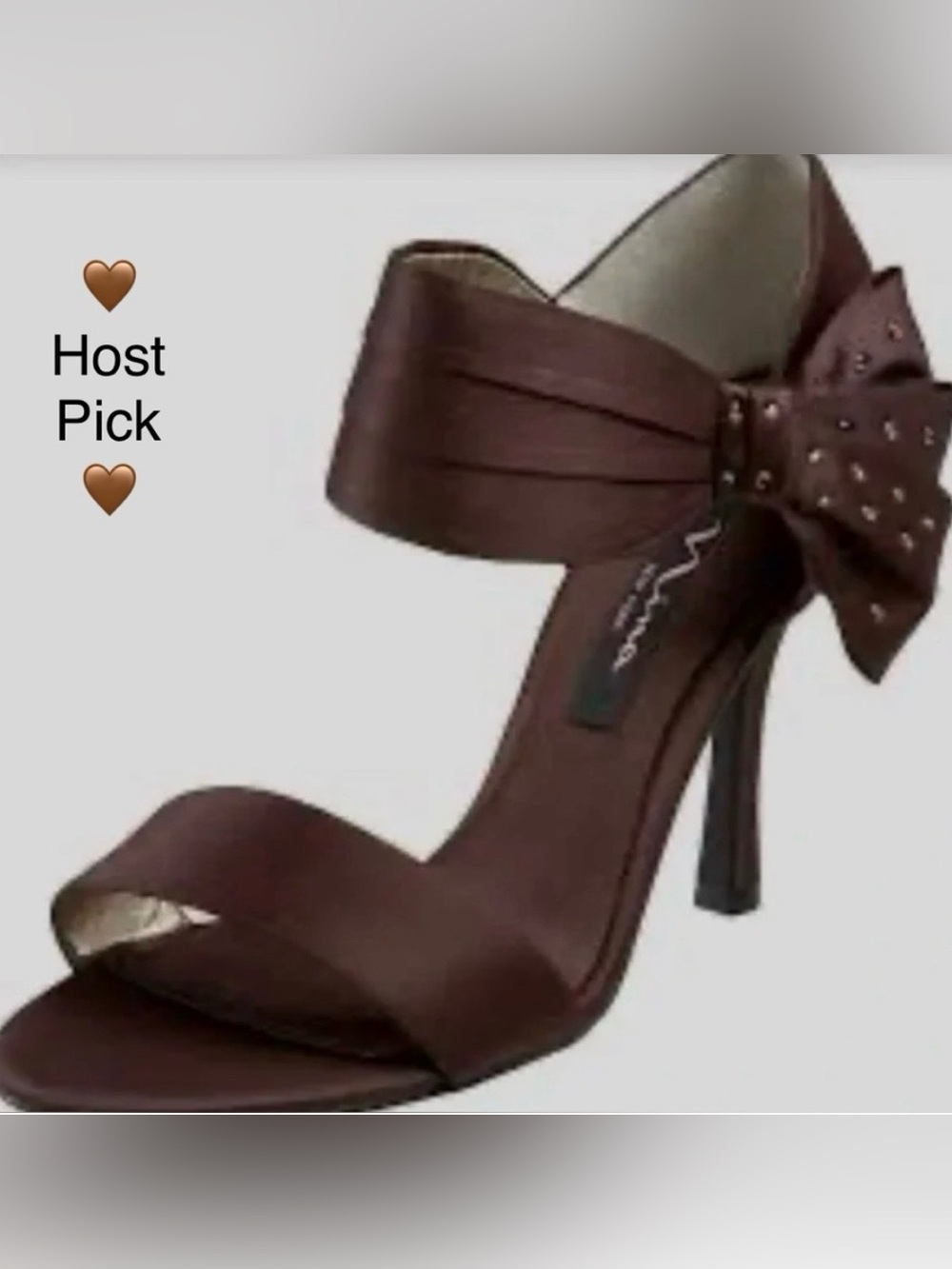 Nina Clova Luster Satin Bow Embellished Heels Size 9 Brown Prom 🤎HP🤎 New